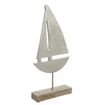 Декор настольный лодка серебристого цвета