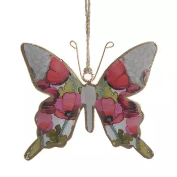 Декор подвесной бабочка серо-розового цвета