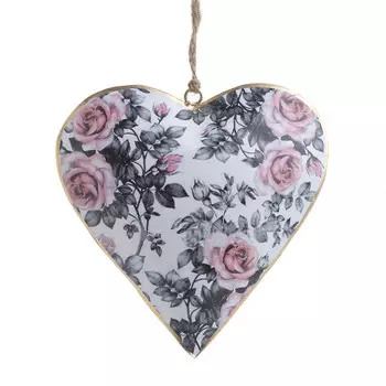 Декор подвесной сердце серо-белого цвета