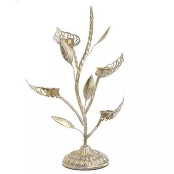 Декоративный подсвечник из металла золотого цвета