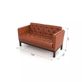 Диван айверс м из массива сосны с обивкой оранжевый кожзам