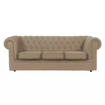 Диван Chesterfield большой бежевый лён