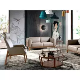 Диван двухместный серо-коричневого цвета