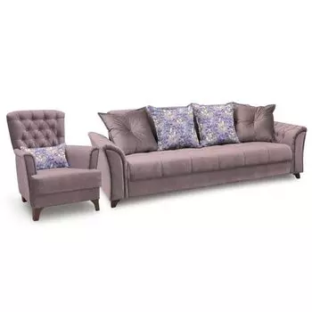 Диван-книжка с креслом ирис светло-фиолетового цвета