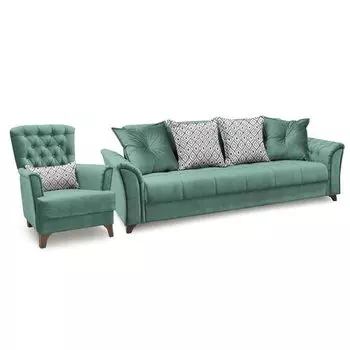 Диван-книжка с креслом ирис зеленого цвета