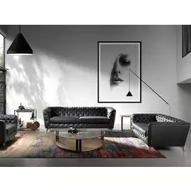 Диван кожаный черного цвета