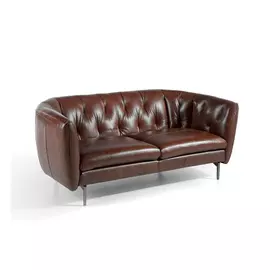 Диван кожаный двухместный коричневого цвета