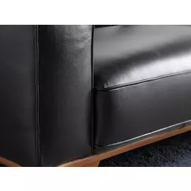 Диван кожаный трехместный черного цвета