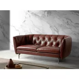 Диван кожаный трехместный коричневого цвета