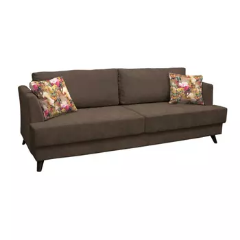 Диван-кровать дамаск с обивкой из велюра коричневого цвета