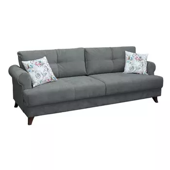 Диван-кровать мирта с обивкой из велюра темно-серого цвета