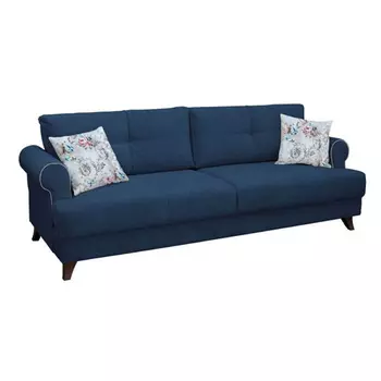 Диван-кровать мирта с обивкой из велюра синего цвета