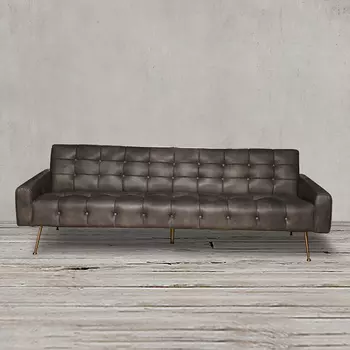 Диван с обивкой из серой кожи