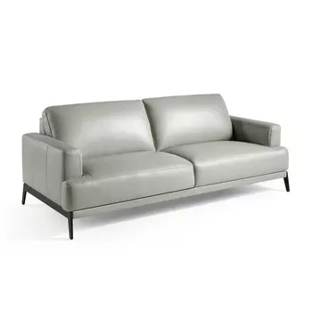 Диван трехместный из серой кожи