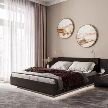 Двуспальная кровать с верхней и нижней подсветкой элеонора 140х200