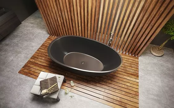 Каменная ванна Spoon 2 черная графитовая