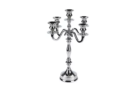 Канделябр из металла серебряного цвета