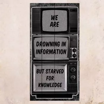 Картина на дереве Drowning in Information 40х80