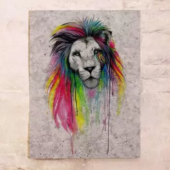 Картина на металле лев