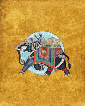 Картина (репродукция, постер): всадник на слоне