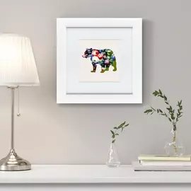 Картина русская краса медведь в цветах №2 2016 г.