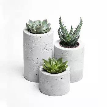 Кашпо цилиндр m натуральный бетон