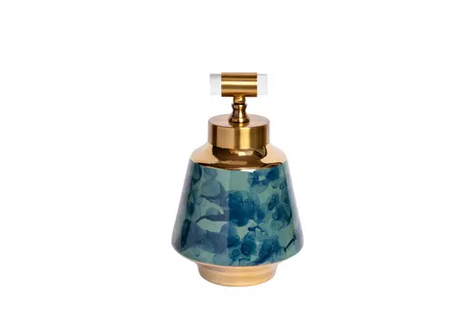 Керамическая ваза сине-бирюзовая с золотом