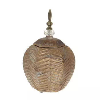 Керамическая ваза золотого цвета с крышкой