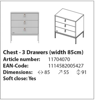 Комод Amy светло-серого цвета