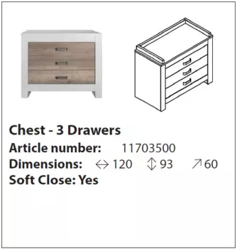 Комод Costa с тремя ящиками