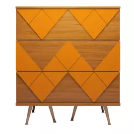 Комод Lady Woo с тремя ящиками с оранжевыми вставками