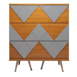 Комод Lady Woo с тремя ящиками с серыми вставками