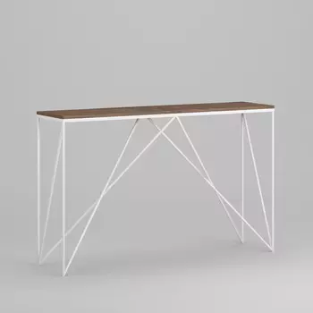 Консоль Monaco White на металлокаркасе со столешницей цвета американский орех