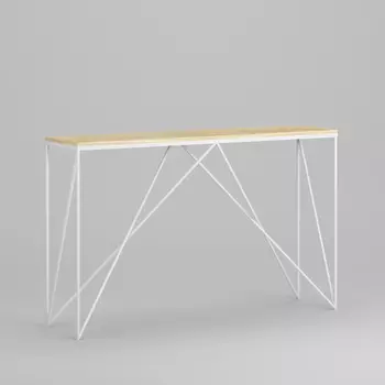 Консоль Monaco White на металлокаркасе со столешницей цвета светлый дуб