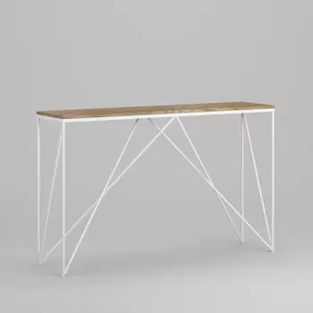 Консоль Monaco White на металлокаркасе со столешницей цвета темный дуб