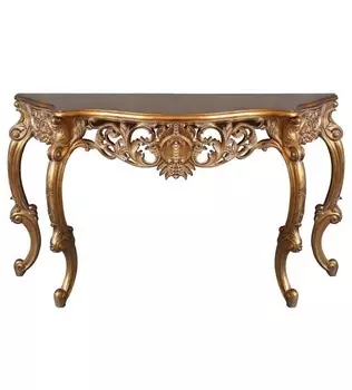Консоль с деревянной столешницей Queen Gold