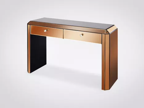 Консоль золотисто-кофейного цвета с двумя ящиками
