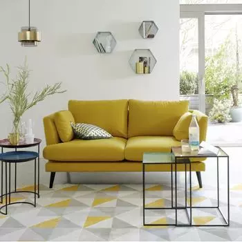 Ковер Elga с геометрическим рисунком желто-серого цвета 160x230