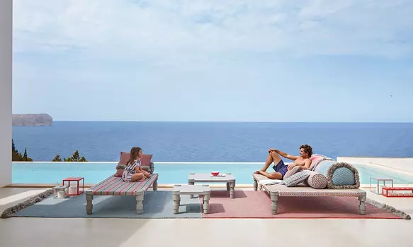 Ковер Gofre Blue красно-голубого цвета 180х240