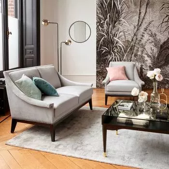 Ковер Izri с эффектом старины из вискозы темно-синего цвета 120x170