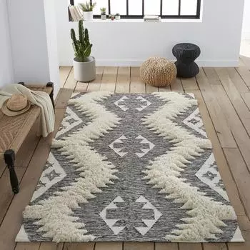 Ковер Kowalska в берберском стиле серо-бежевого цвета 200x290