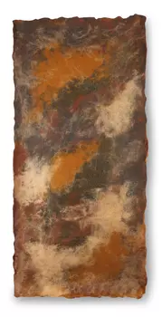 Коврик дымка. охра в технике нунофелтинг