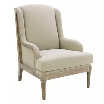 Кресло из дерева и хлопка бежевое