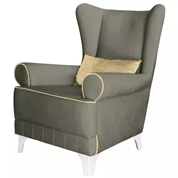 Кресло каролина из велюра зелено-серого цвета