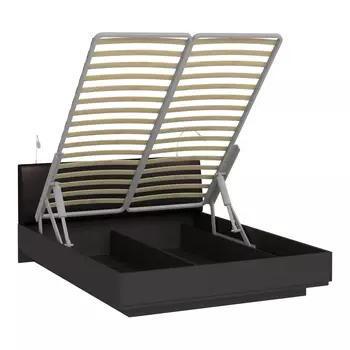 Кровать элеонора 140х200 черного цвета с двумя светильниками