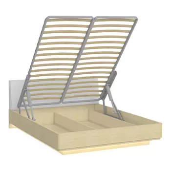 Кровать элеонора 140х200 с изголовьем белого цвета и подъемным механизмом