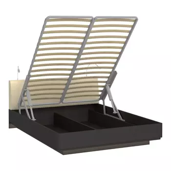 Кровать элеонора 160х200 с изголовьем бежевого цвета и двумя светильниками