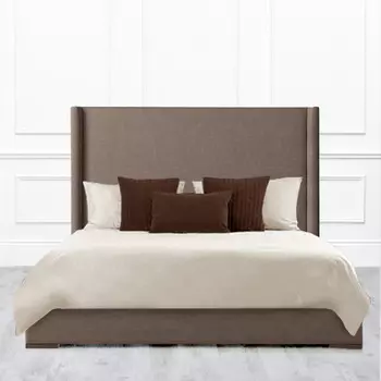 Кровать Aspleen из массива с обивкой коричневого цвета