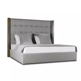 Кровать Berkley Wingedi Box Tufted Wood серого цвета 160х200 с подъёмным механизмом