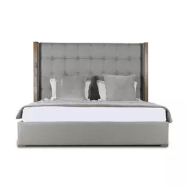 Кровать Berkley Wingedi Box Tufted Wood серого цвета 140х200 с подъёмным механизмом